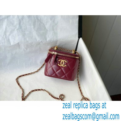 chanel Calfskin & Gold-Tone Metal BURGUNDY SMALL VANITY WITH CHAIN ap2292 - Click Image to Close